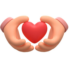 Obraz premium 3D Rendered Hands Holding A Red Heart Shape Object On Transparent Background