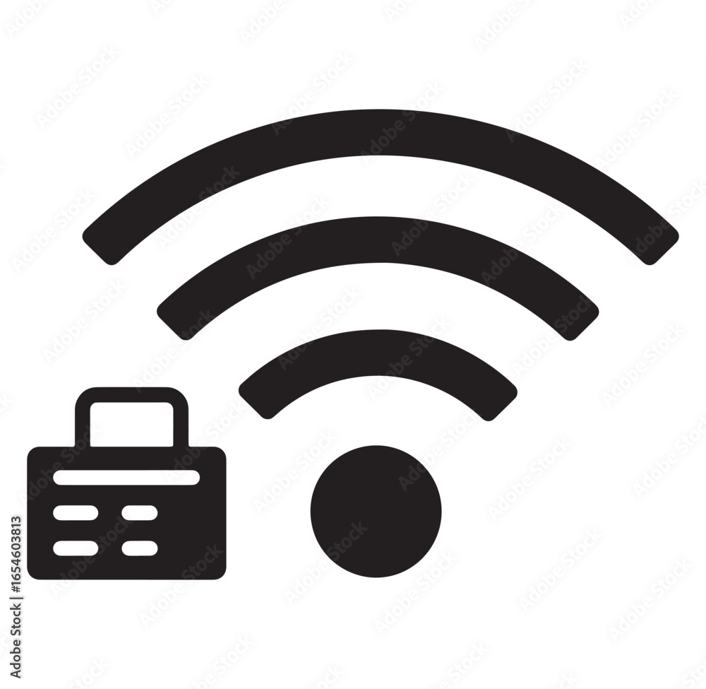 Poster black wifi symbol icon with a briefcase element suggesting secure wireless network access