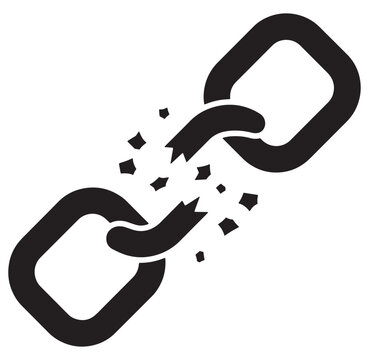 Broken chain icon representing separation freedom independence weakness and breaking ties