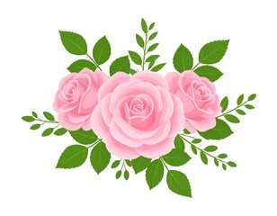 Delicate pink roses and leaves
