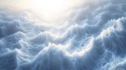 White fractal horizon with glowing abstract lines and futuristic symmetry. Minimal digital art background, cosmic energy waves, ideal for wallpaper, design, or sci-fi themed projects.