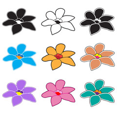 Set of six petal flower icons