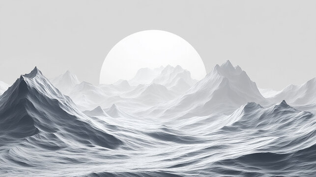 White fractal horizon with glowing abstract lines and futuristic symmetry. Minimal digital art background, cosmic energy waves, ideal for wallpaper, design, or sci-fi themed projects. - Powered by Adobe