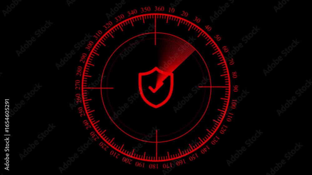 Aufkleber military radar screen scanning for targets loop,futuristic digital scanner interface on black backgr