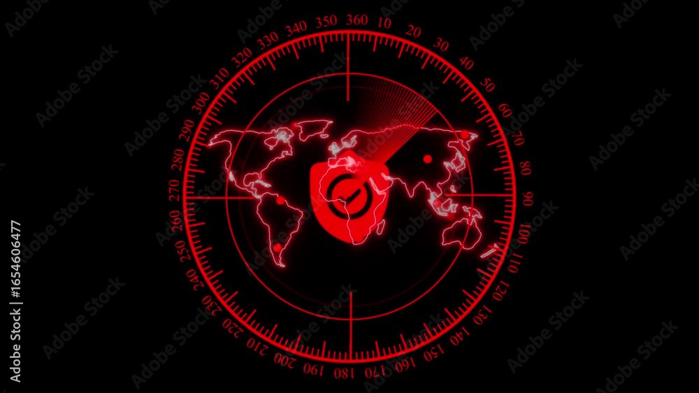 Poster global surveillance radar with world map and target detection,sonar display with world map detecting