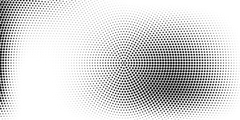 Abstract halftone wave dotted background. Halftone twisted grunge pattern, dot, circle. Vector modern optical halftone pop art texture for poster, business card, cover, label mock-up, sticker layout