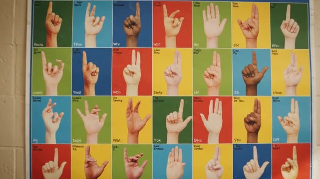 Sign Language Alphabet Chart on Wall - Powered by Adobe