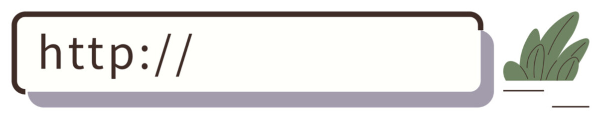 Obraz premium Browser search bar displaying http with green leaves. Ideal for eco-friendly design, internet, websites, browsing, minimalism, sustainability, digital interface. A simple flat metaphor