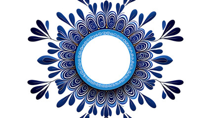 Blue ornamental mandala design isolated on transparent background