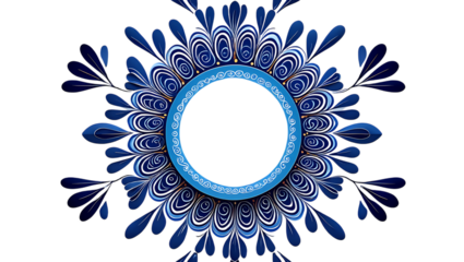 Blue ornamental mandala design isolated on transparent background