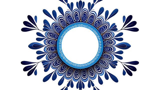 Blue ornamental mandala design isolated on transparent background
