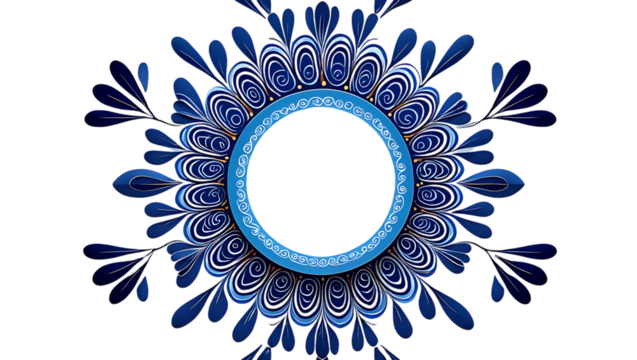 Blue ornamental mandala design isolated on transparent background