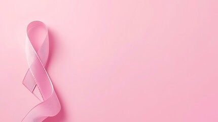 Fototapeta premium Searchable Title: Pink Ribbon on Pink Background for Breast Cancer Awareness and Support
