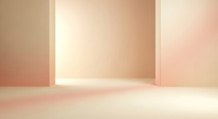 Abstract minimalist interior space with soft peach tones and smooth surfaces for modern art displays and creative inspiration in photography