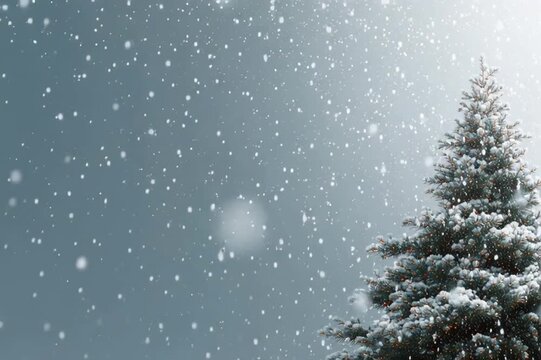 Festive animated Christmas tree background with glowing lights, sparkling ornaments, and magical holiday atmosphere. Perfect for greeting cards, seasonal videos, digital invitations, and winter celebr