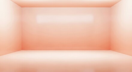 Modern minimalistic interior space with soft peach walls and smooth surfaces, empty room ideal for showcasing products or conceptual designs