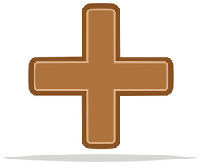 Obraz premium Brown Plus Sign with Rounded Corners Isolated Vector Illustration