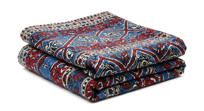 Folded Ajrak shawl isolated – cultural cloth mockup