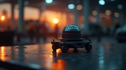 Obraz premium Small Vehicle with Dome on Metal Surface