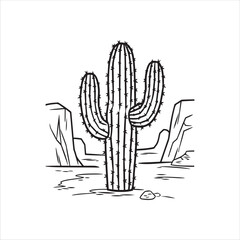 cactus vector art black and white