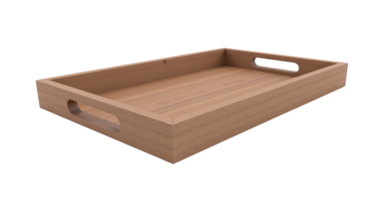 Wooden tray rectangular shape natural finish two handles kitchen accessory serving tray home decor minimalist design