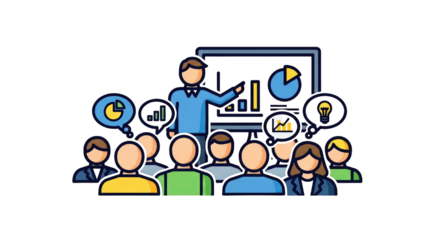 Business Presentation and Team Collaboration management workshop goals audience target graph office people planning