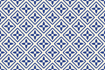 Italian seamless pattern. Traditional Portuguese Mosaic, Mediterranean design. Abstract wallpaper with hand drawn symbols. Vector illustration for print, decor, interior