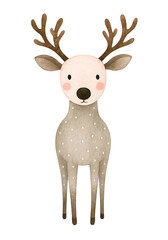 Naklejka premium Christmas Reindeer Clipart - Cute Watercolor Deer - Holiday Animal Illustration
