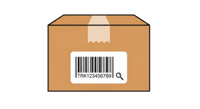 Cardboard Box with Barcode and Tracking delivery purchase shipment cardboard tracking number shipping information label brown barcode package identification