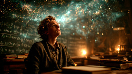 Teacher inspired by cosmic equations and galaxies