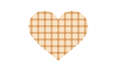 タータンチェックハート／薄い茶系