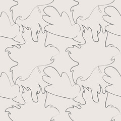 Seamless abstract pattern of stylized maple and oak leaves on a light beige background. Ideal for minimalist nature textiles, digital paper, or subtle decorative backgrounds.