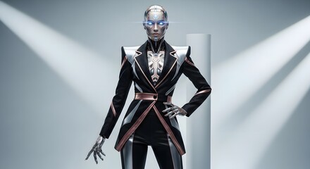 Futuristic Fashion Figure in Dramatic Studio Lighting.