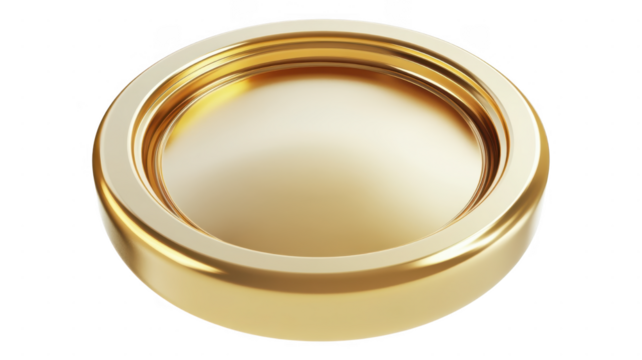 Shiny gold circular object on an transparent background reflecting light - Powered by Adobe
