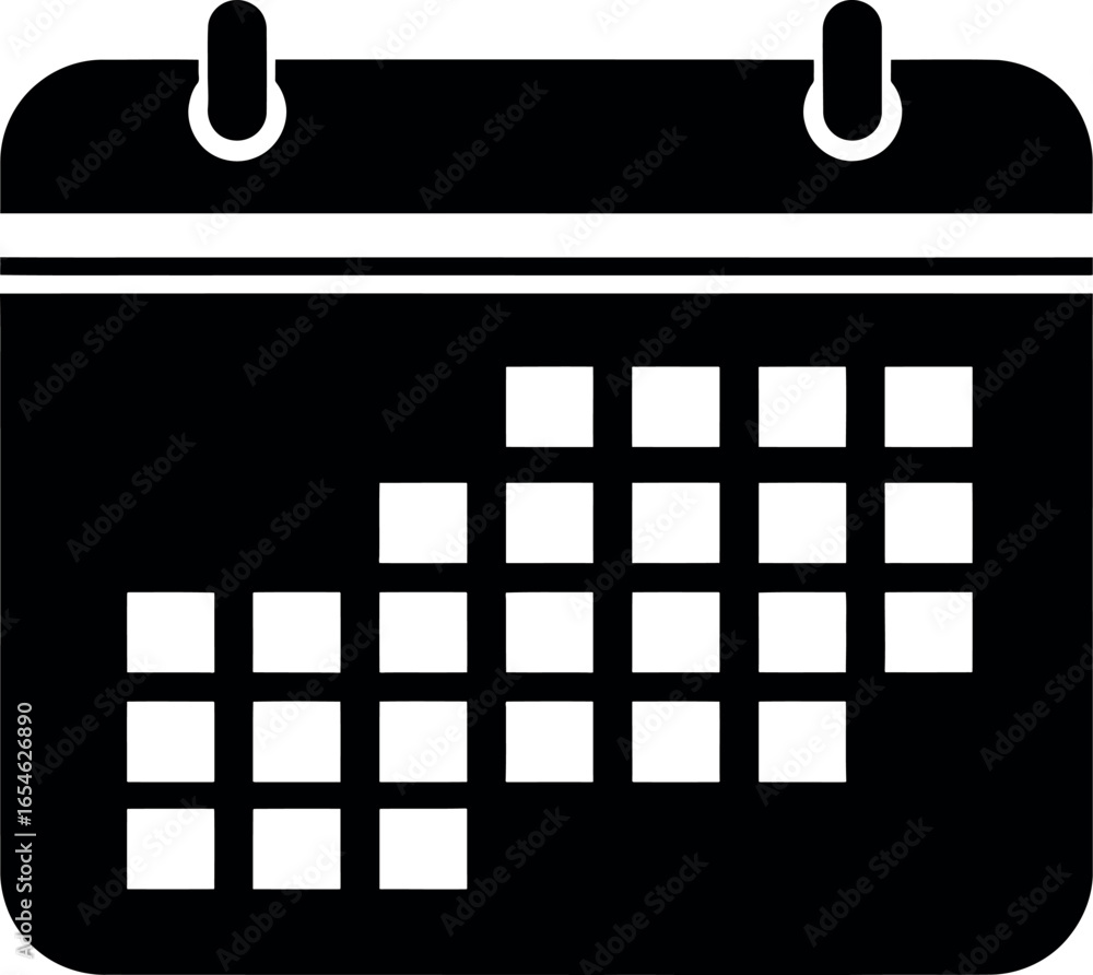 Poster vector art of calendar grid icon with blank squares representing days, isolated on white background 