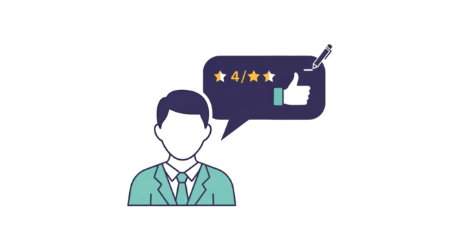 Customer Review and Feedback Illustration communication UX business customer service four stars positive quality isolated online digital app social media