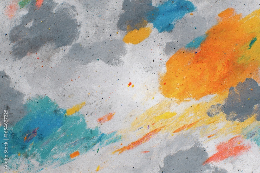Poster abstract artwork featuring vibrant colors blending with grey tones, creating a dynamic display of cr