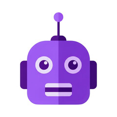 Obraz premium Cute Purple Robot Head Illustration development shape technology machine android character creative AI fun artificial intelligence