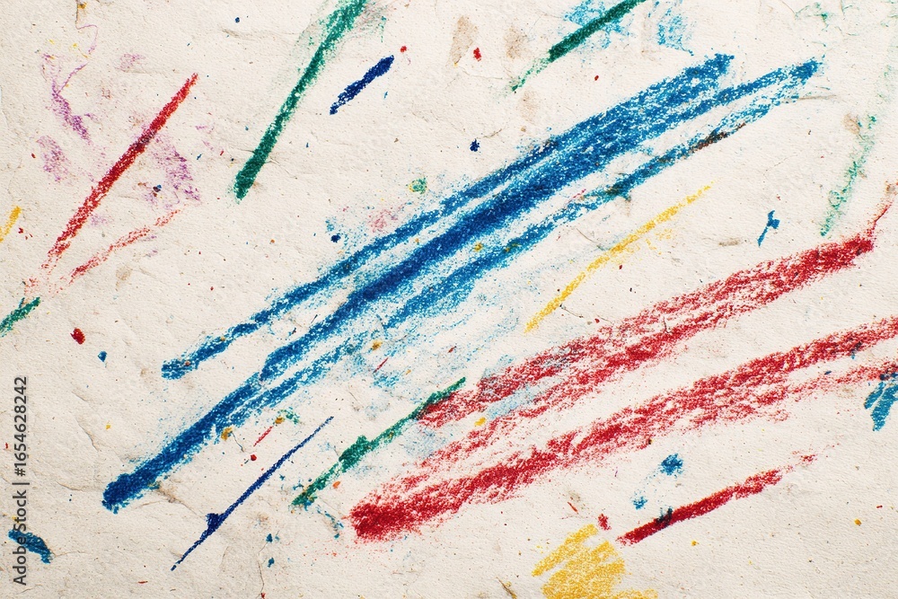 Aufkleber colorful crayon strokes create an abstract design on textured paper in a creative workspace setting