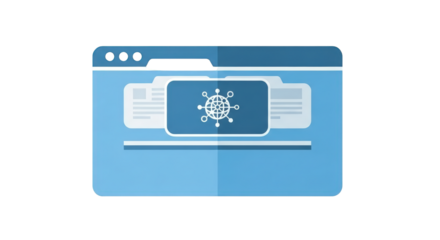 Digital Folder with Global Network Icon sharing open archive technology storage connection concept interface organize files database blue manage