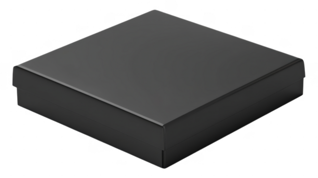 Elegant black box with an transparent background for versatile storage solutions