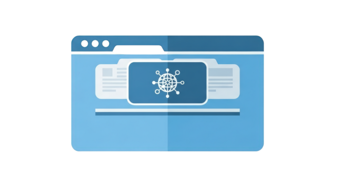 Digital Folder with Global Network Icon sharing open archive technology storage connection concept interface organize files database blue manage