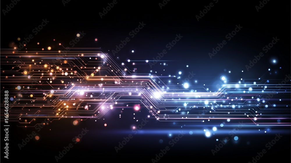 Aufkleber digital symphony: a mesmerizing display of interconnected circuits and particles that come alive wit