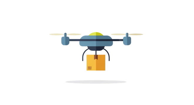 Drone Delivering Package Modern Technology purchase city vector quadcopter aerial transportation innovation send package fast technology concept