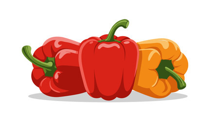 Colorful bell peppers on white background highlighting freshness and vibrancy