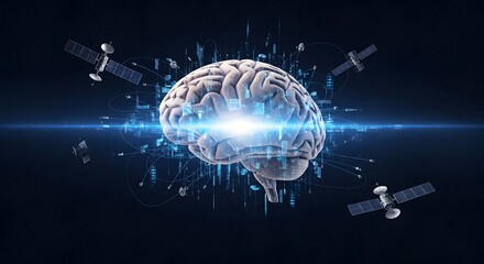 Human Brain with Digital Technology.