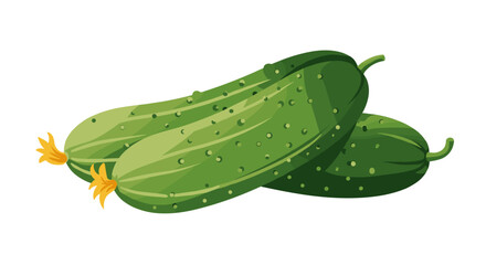 Fresh crisp cucumbers with detailed textured design on white background