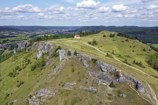North peak Walberla 513, 9m, St. Walburgis Chapel, on Mount Ehrenb&uuml;rg, Franconian Jura, Franconian Alps, Franconian Switzerland-Veldenstein Forest nature Park, Upper Franconia, Franconia, Bavaria, Germany