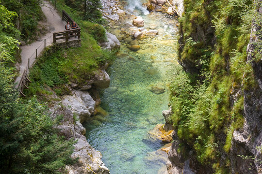 Tolminska Korita - mountain river Tolmika. Tolmin gorges, Triglav National Park, Slovenia