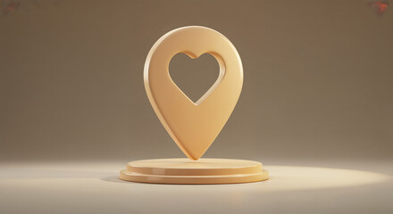 Heart-Shaped Location Marker on a Pedestal